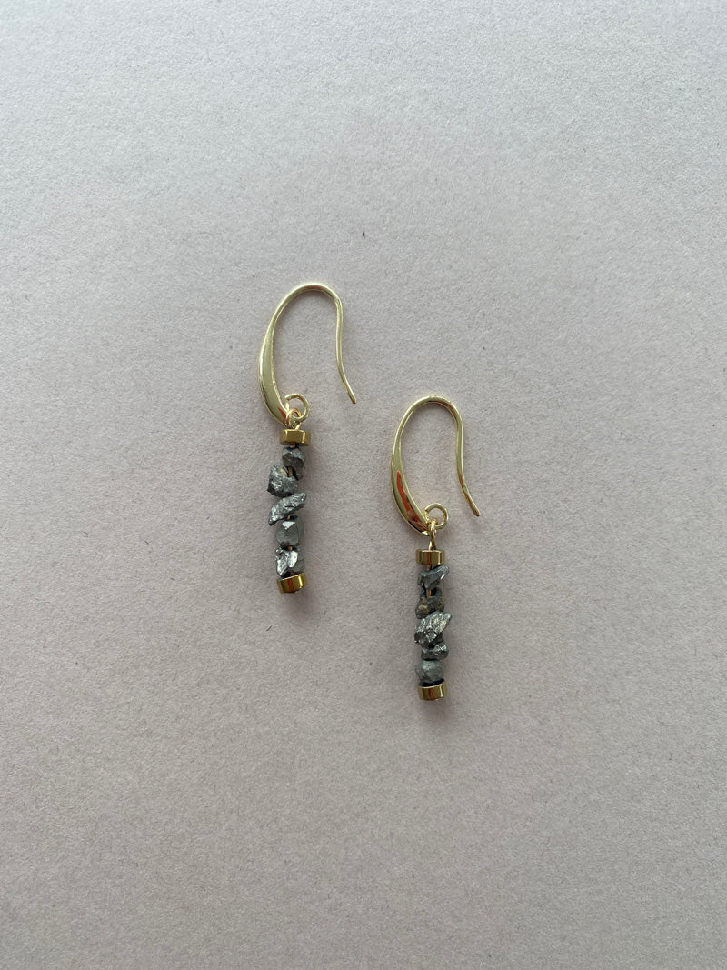 GIST Hematite & Gemstone Nugget Drop Earrings Grey