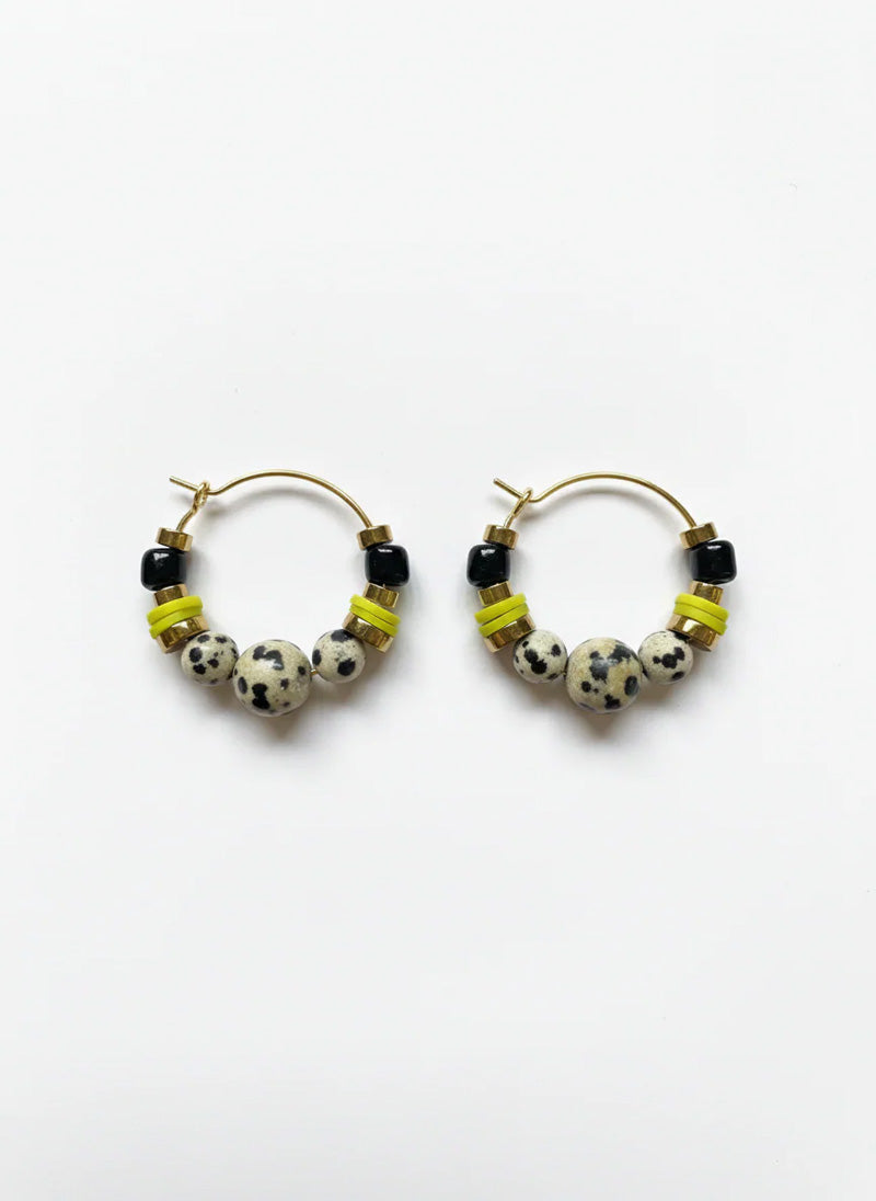 GIST Dalmatian/Jasper/Lime Gold Plated Hoops