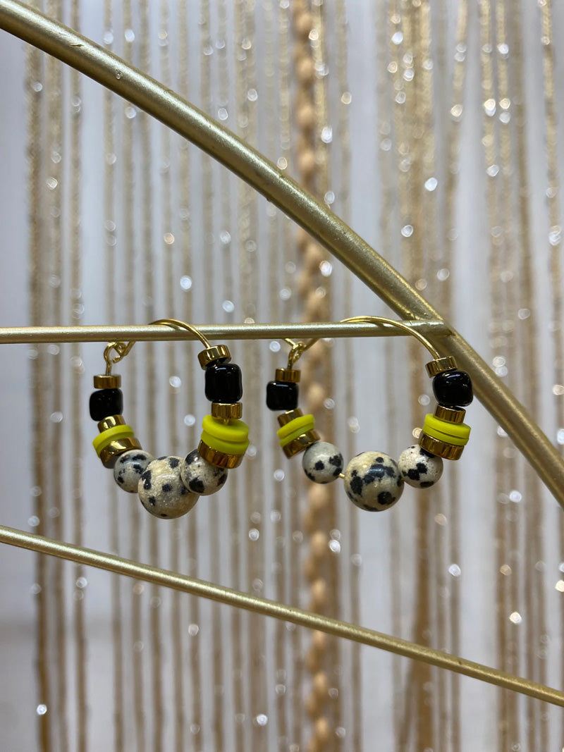 GIST Dalmatian/Jasper/Lime Gold Plated Hoops
