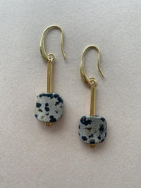 GIST Dalmatian Jasper Square Drop Earrings