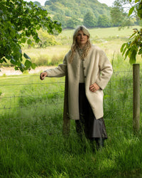 CHALK Maggie Faux Sheepskin Coat-Cream