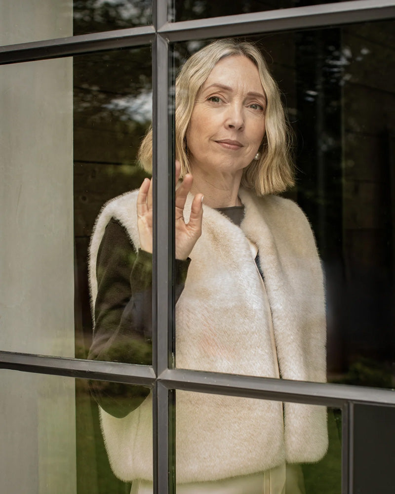 CHALK Felicity Faux Fur Gilet Bone White