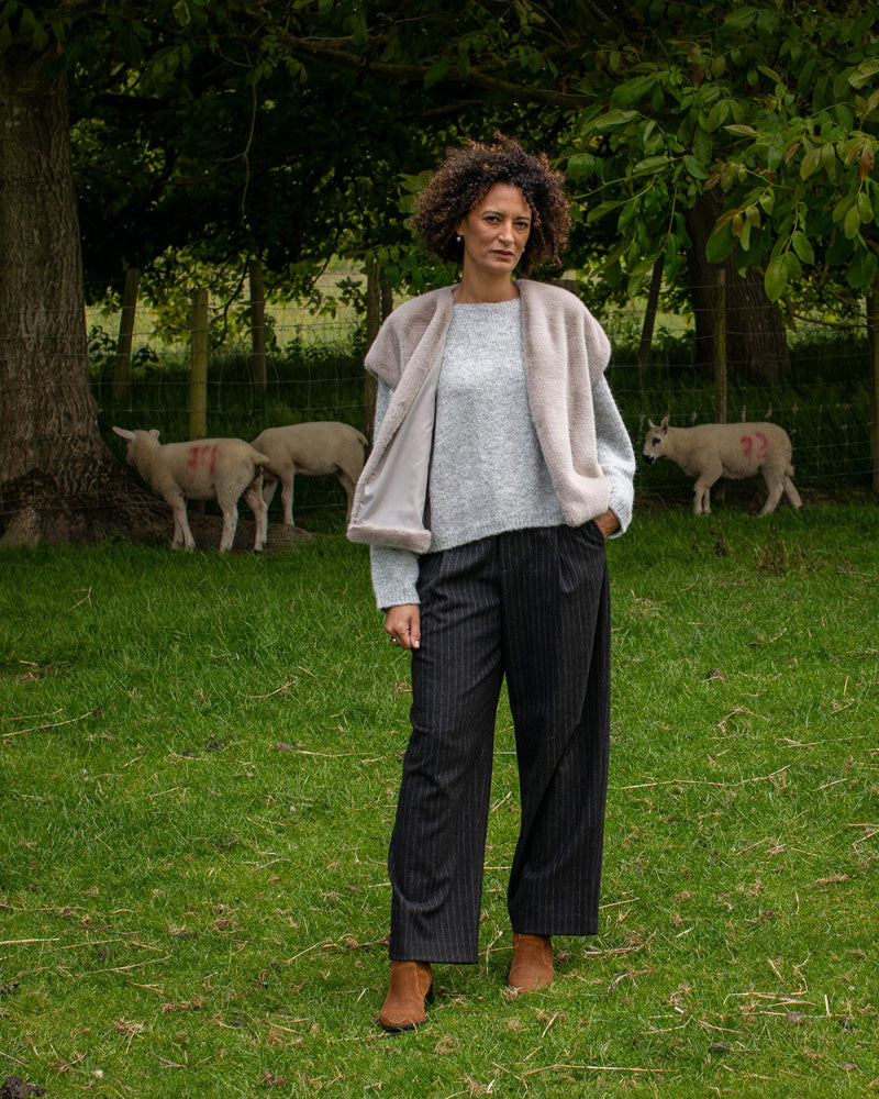 CHALK Claire Faux Fur Gilet Glacier