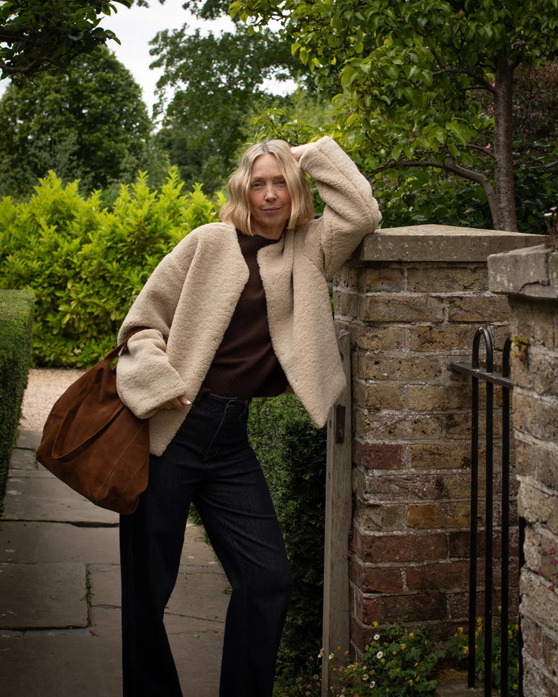 CHALK Kate Faux Sheepskin Coat-Oat