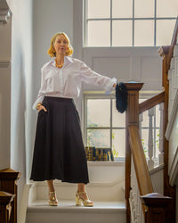 CHALK Audrey Satin Skirt Black