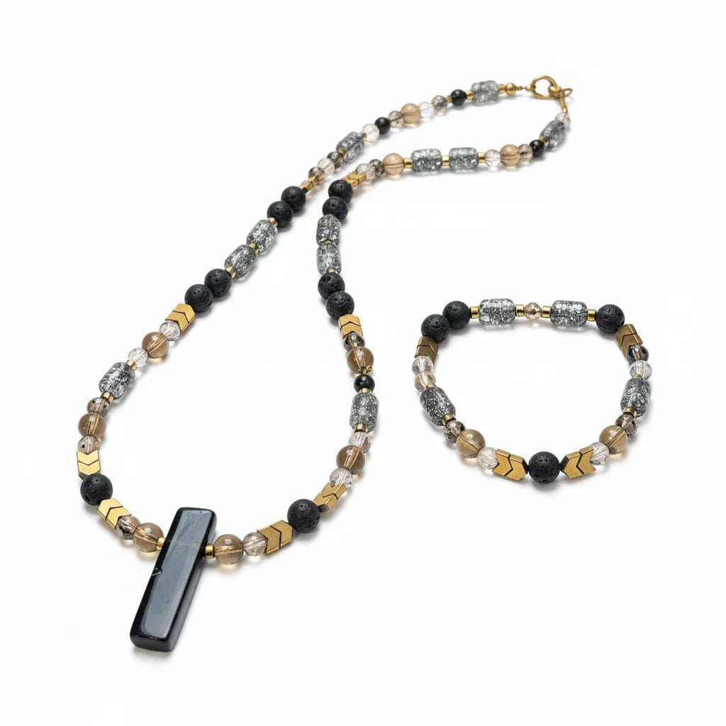 GIST Smoky Quartz & Lava Necklace