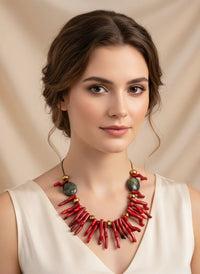 GIST Necklace Red Coral/Crystal