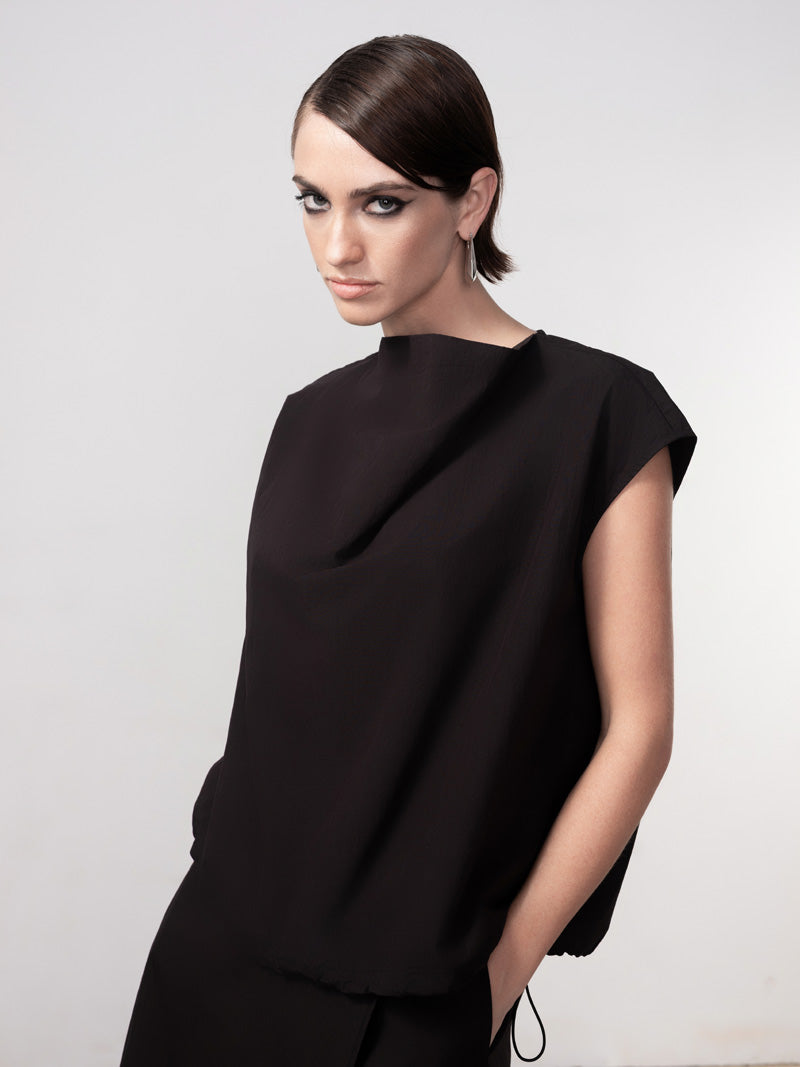 HAAKO Drawstring Sleeveless Top Black