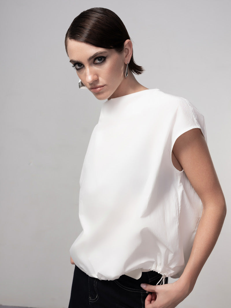 HAAKO Drawstring Sleeveless Top White