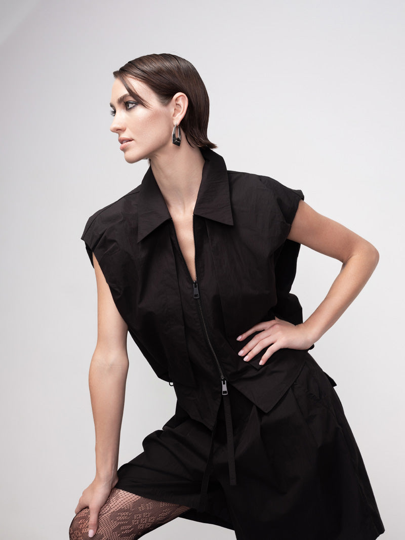 HAAKO Sleeveless Puffball Gilet Black