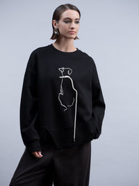 HAAKO Dog Motif Top Black