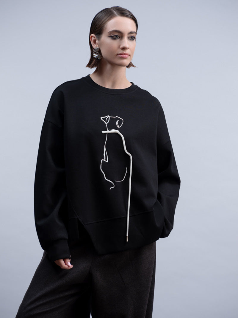 HAAKO Dog Motif Top Black