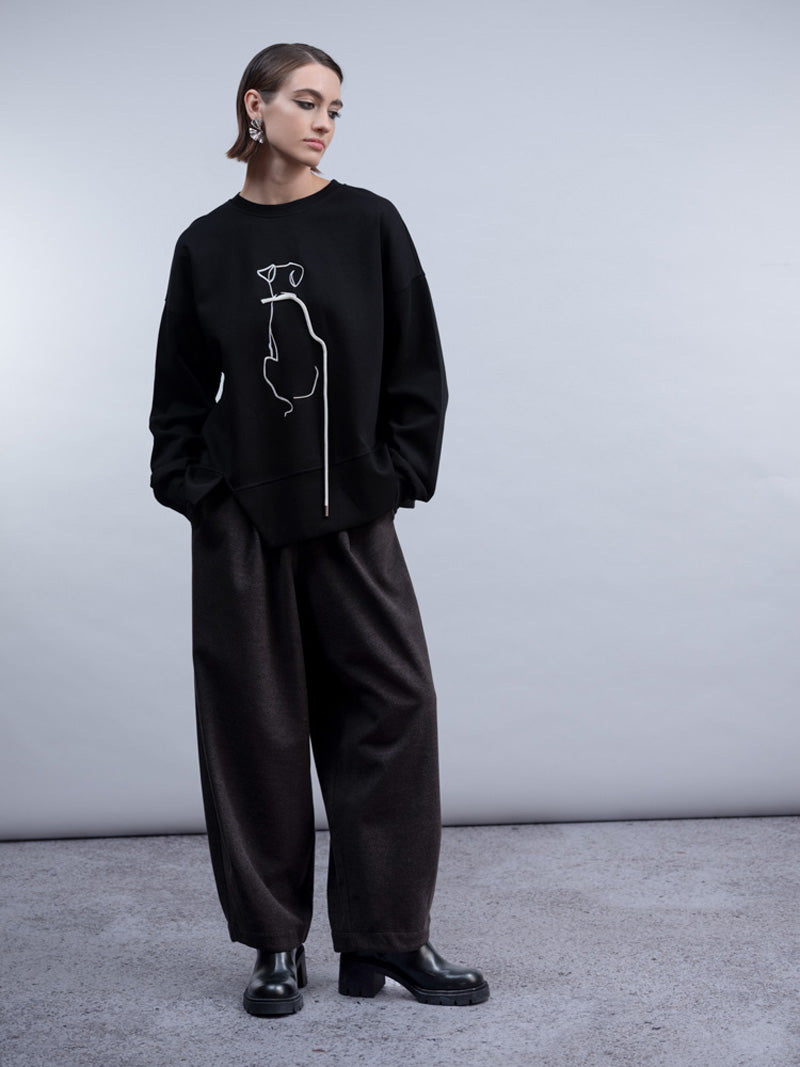 HAAKO Dog Motif Top Black