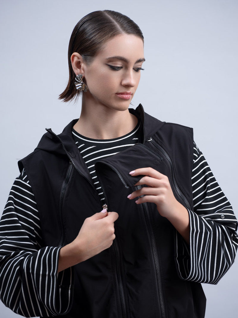 HAAKO Zip Detail Gilet Black