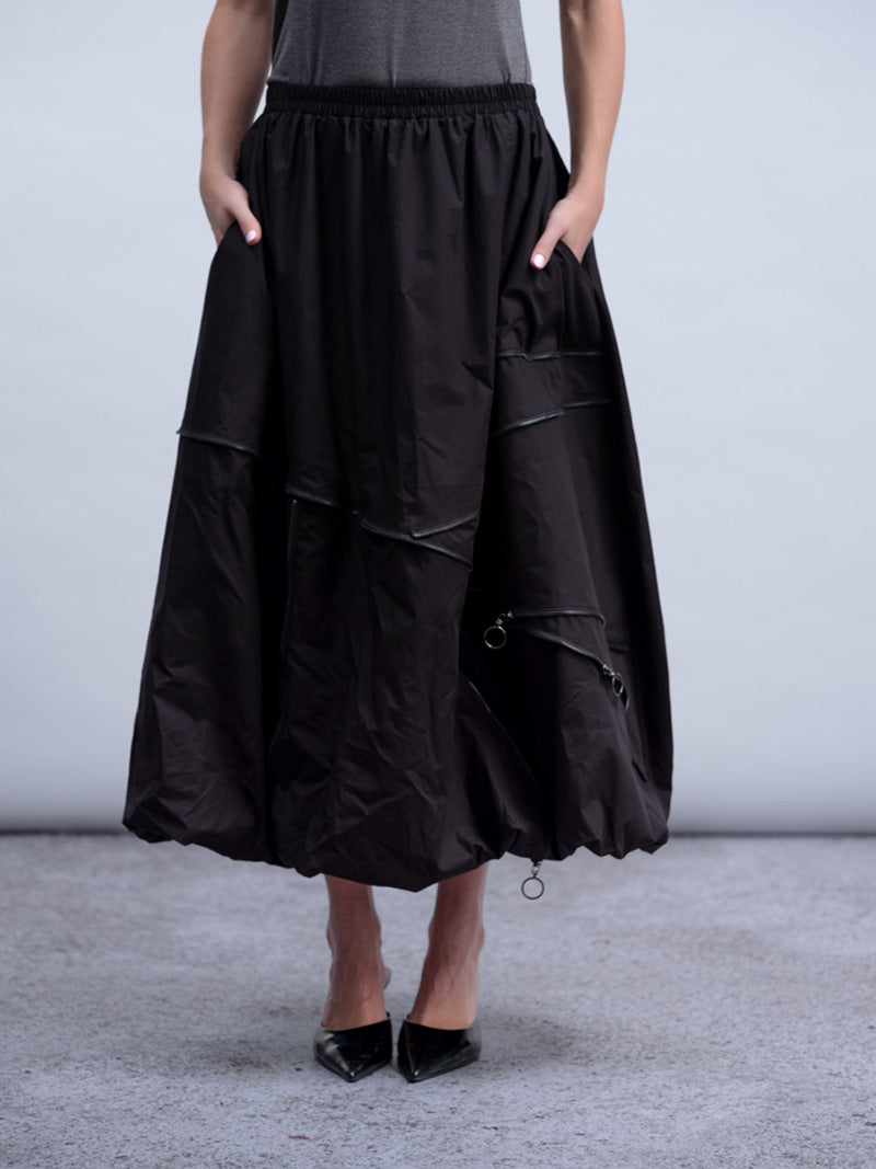 HAAKO Zip Detail Puffball Skirt Black