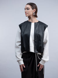 HAAKO Faux Leather Puffball Gilet-Chocolate