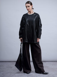 HAAKO Faux Leather Coat Black