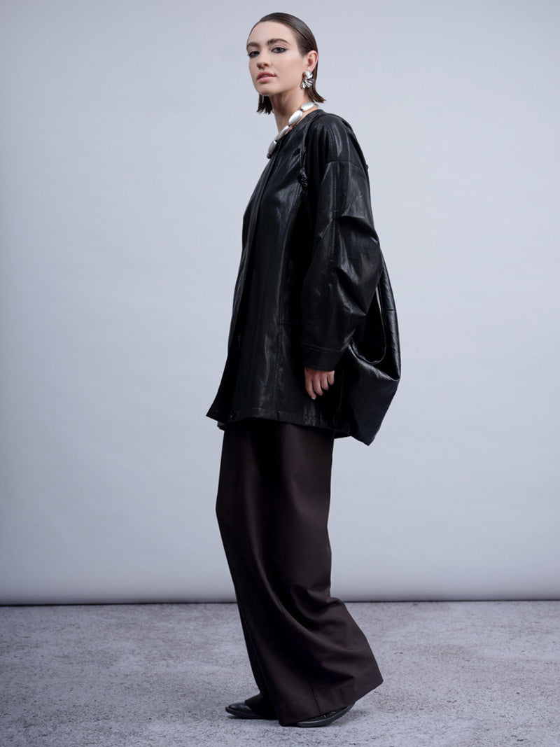 HAAKO Faux Leather Coat Black