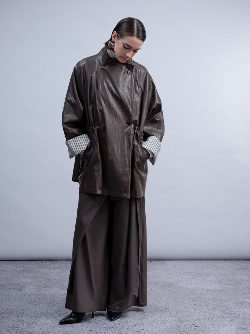 HAAKO Faux Leather Coat Cocoa