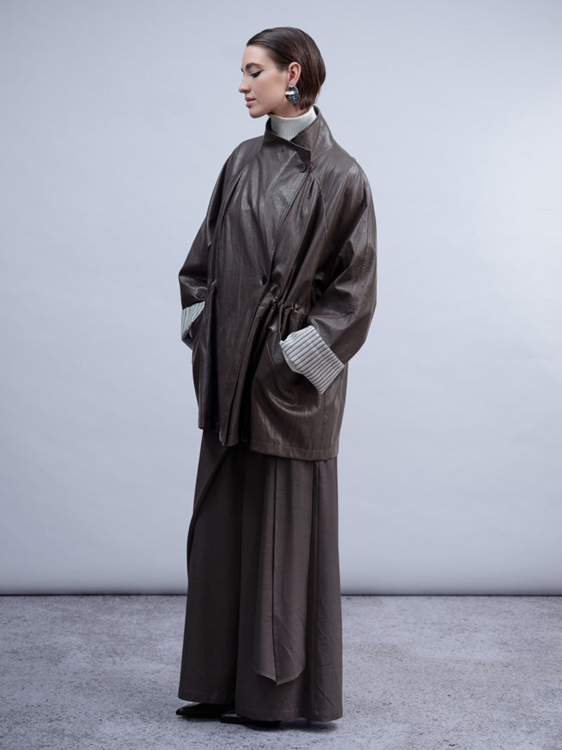 HAAKO Faux Leather Coat Cocoa