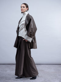 HAAKO Faux Leather Coat Cocoa