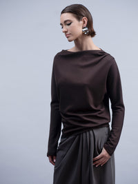 HAAKO Boat Neck Top Chocolate