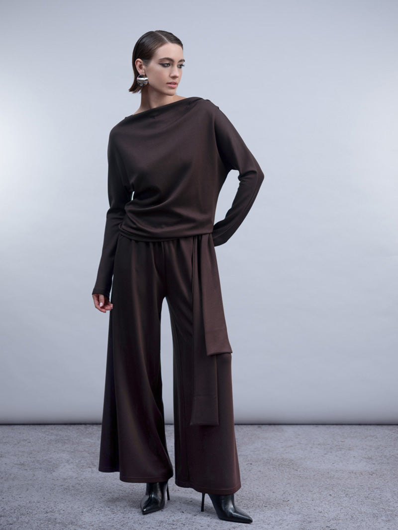 HAAKO Boat Neck Top Chocolate