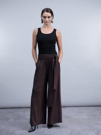 HAAKO Wide Leg Trousers Chocolate