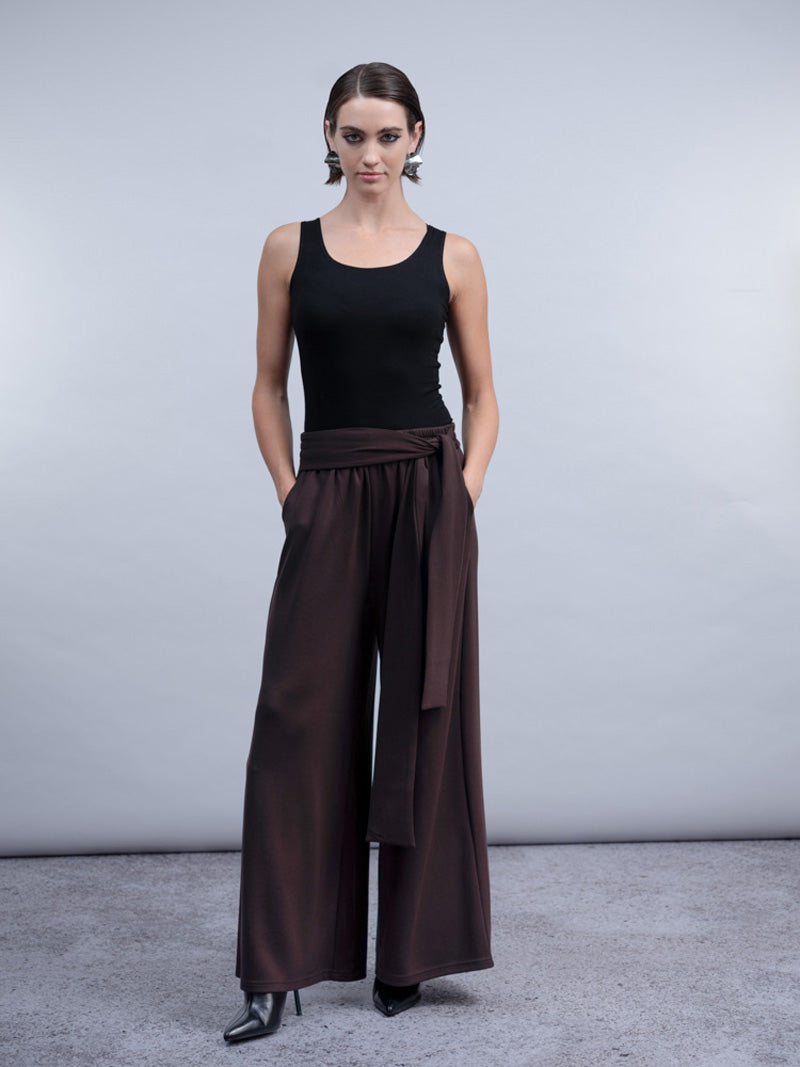 HAAKO Wide Leg Trousers Chocolate