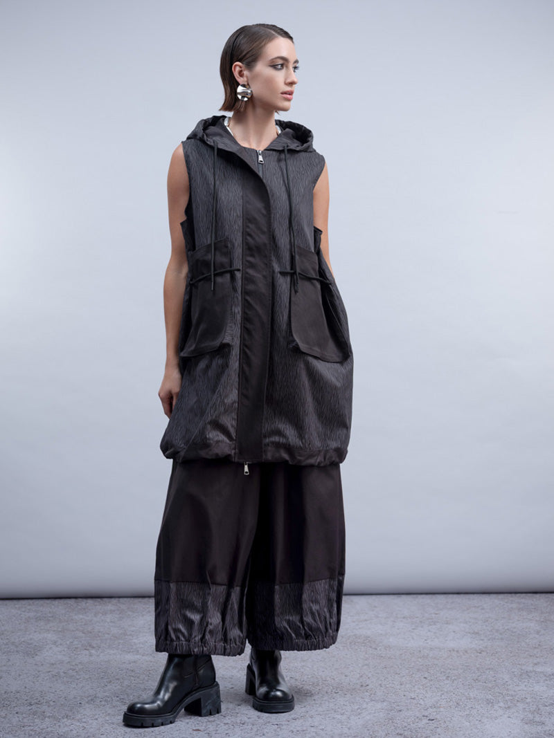 HAAKO Long Gilet Black/Grey
