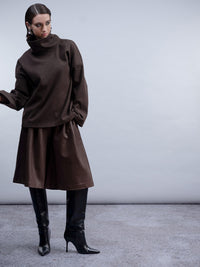 HAAKO Roll Neck Top Chocolate
