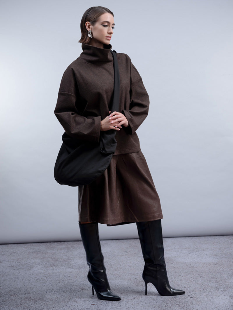 HAAKO Roll Neck Top Chocolate