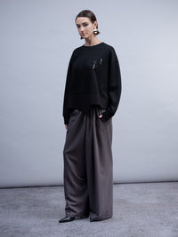 HAAKO Button Detail Top Black