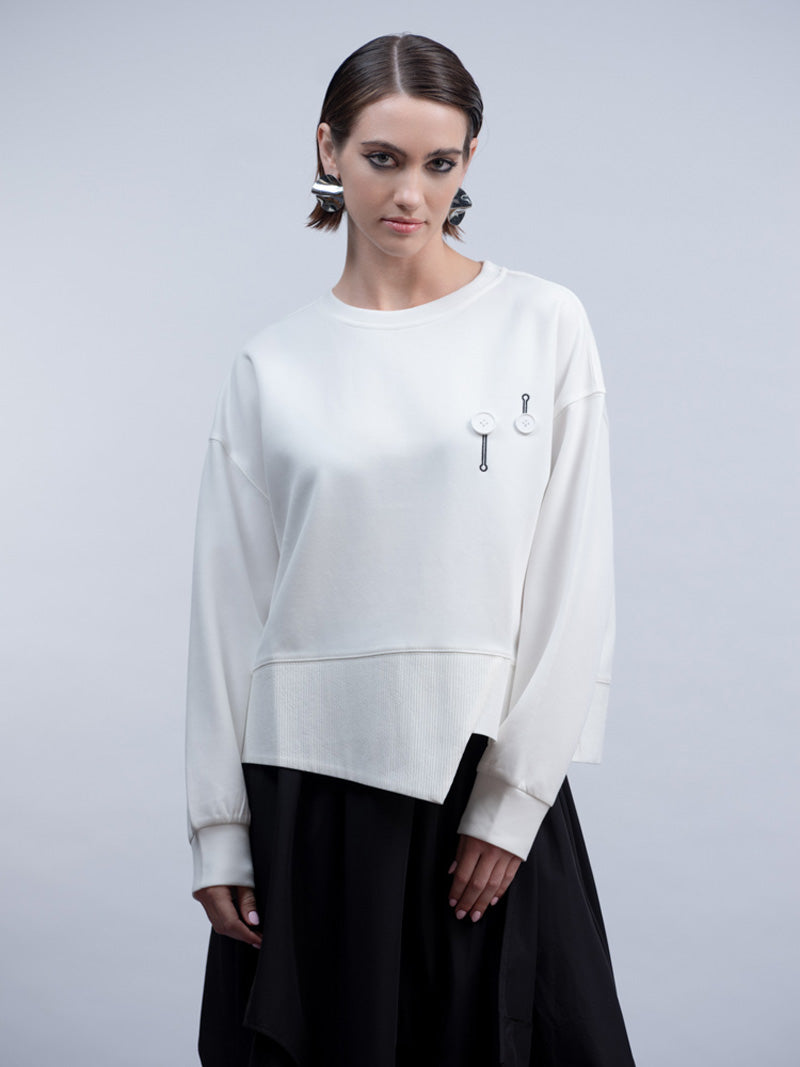 HAAKO Button Detail Top White