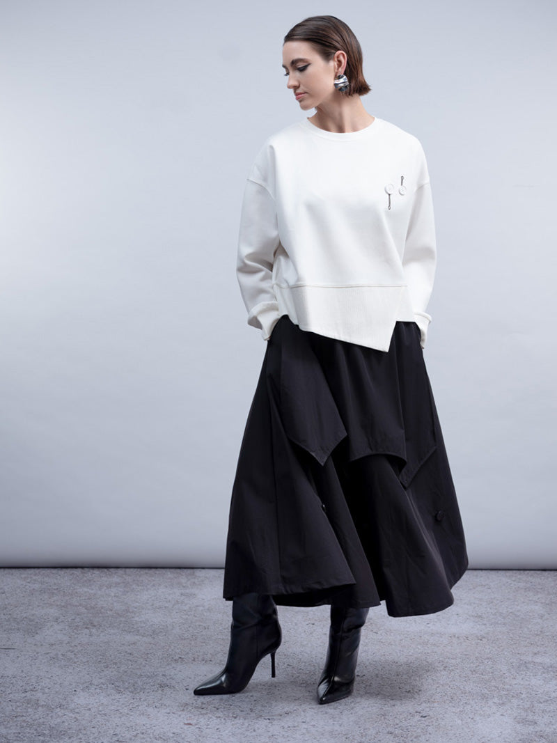 HAAKO Button Detail Top White