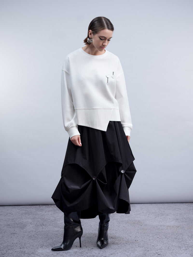 HAAKO Button Detail Top White