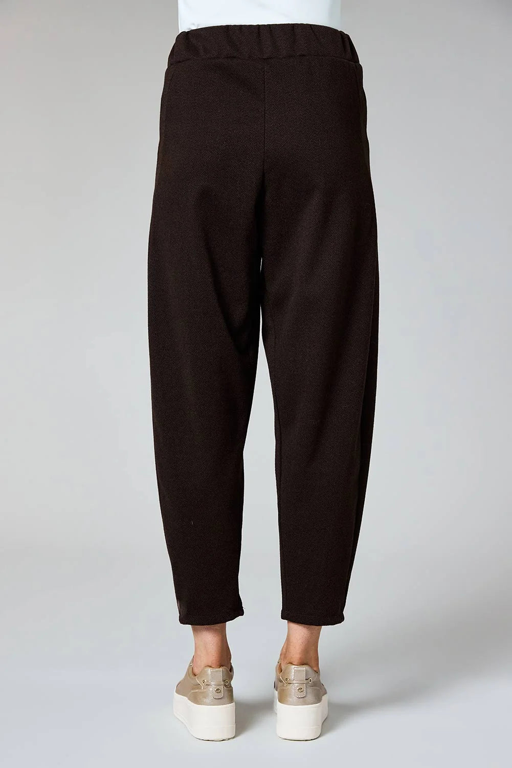 DECK Barrel Trousers Herringbone Chocolate Size 14