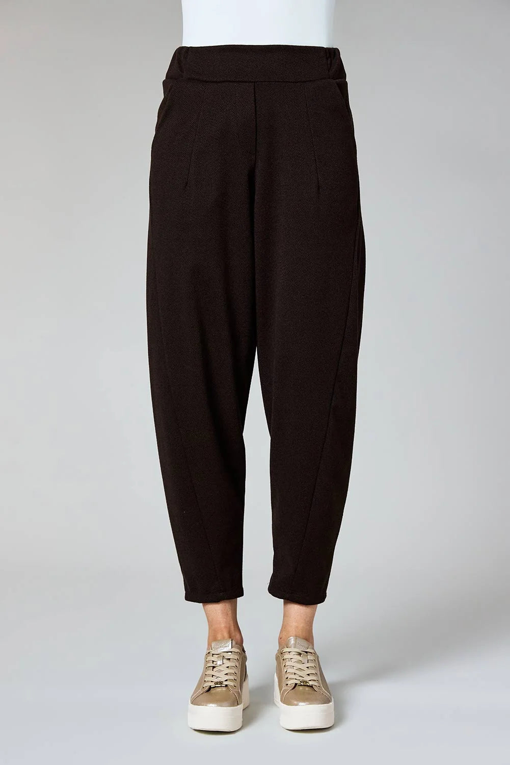 DECK Barrel Trousers Herringbone Chocolate Size 14