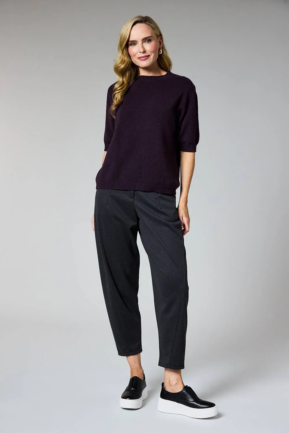 DECK Barrel Trousers Herringbone Charcoal Size 10