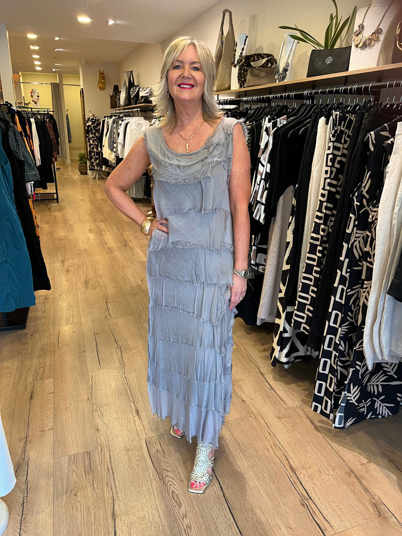 Sophia Silk Sleeveless Dress Taupe
