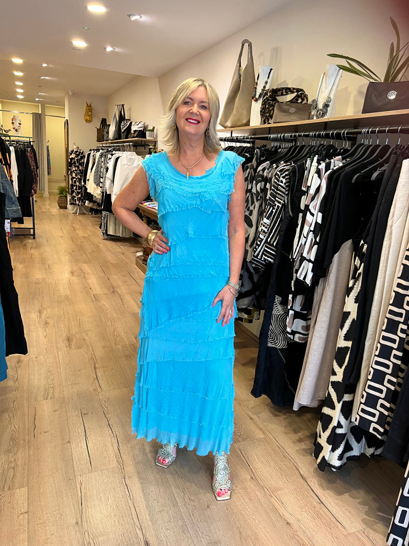 Sophia Silk Skirt Turquoise
