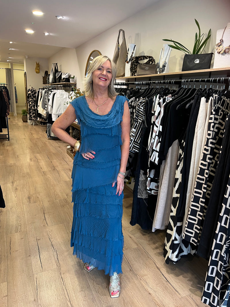 Sophia Silk Skirt Teal