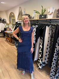 Sophia Silk Skirt Navy