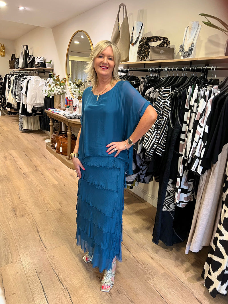 Sophia Silk Dress Teal