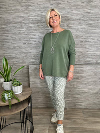 Aria Box Fit Sweater Khaki