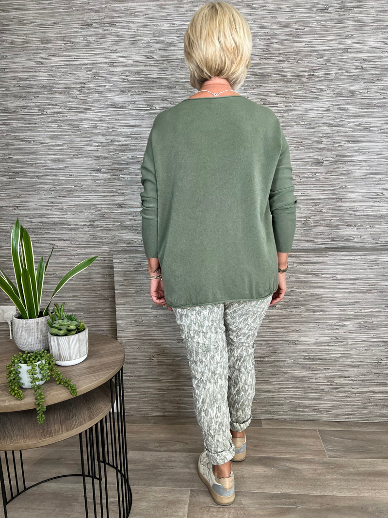 Aria Box Fit Sweater Khaki