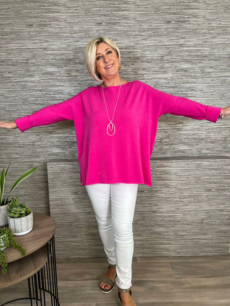 Aria Box Fit Sweater Fuchsia