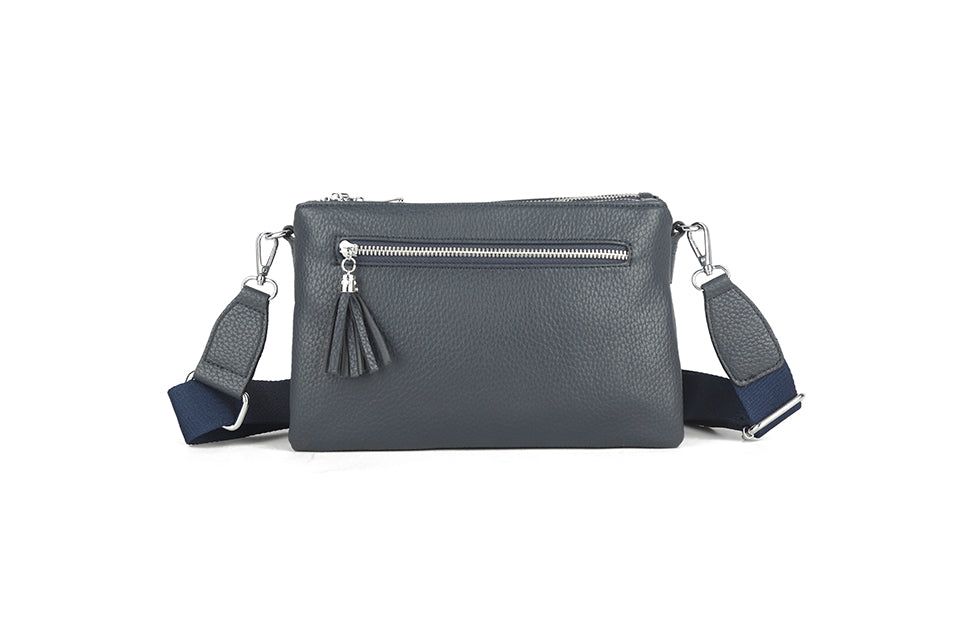 Sophie Triple Zip Handbag Navy