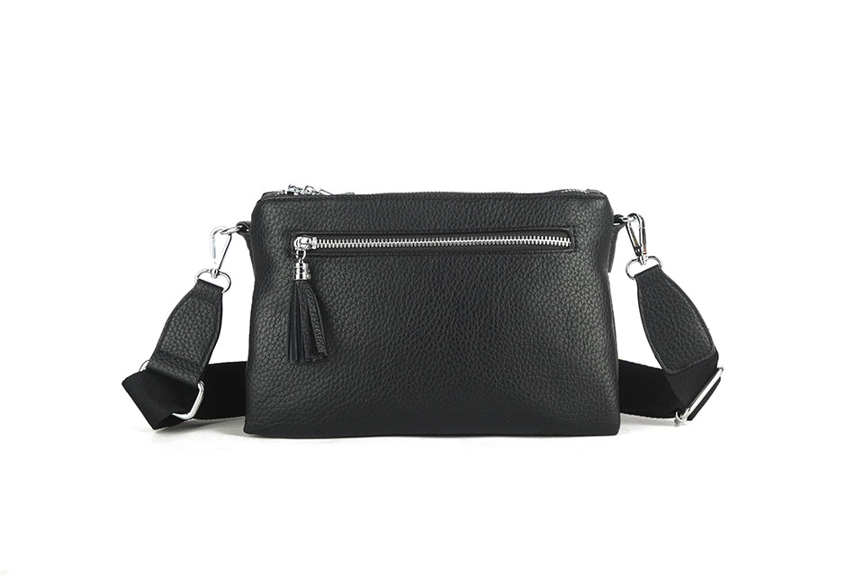 Sophie Triple Zip Handbag Black