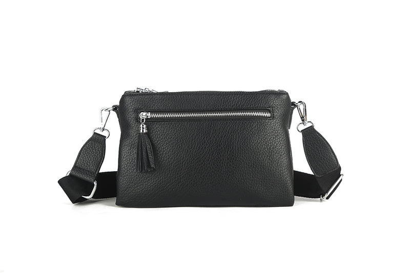 Sophie Triple Zip Handbag Black